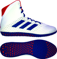 adidas Mat Wizard 4 Wrestling Shoe, color: White/Royal/Red - Click Image to Close